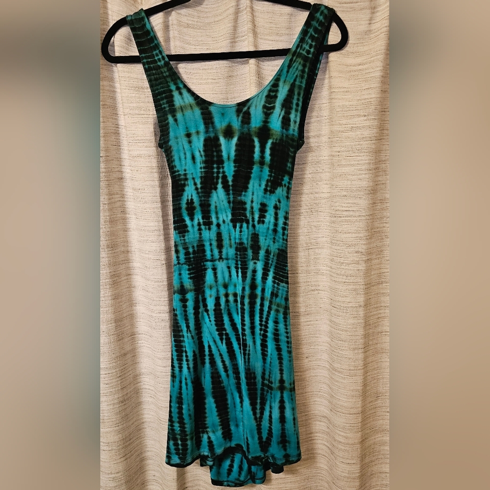 Kathmandu Teal and Black Tie-Dye Maxi Dress